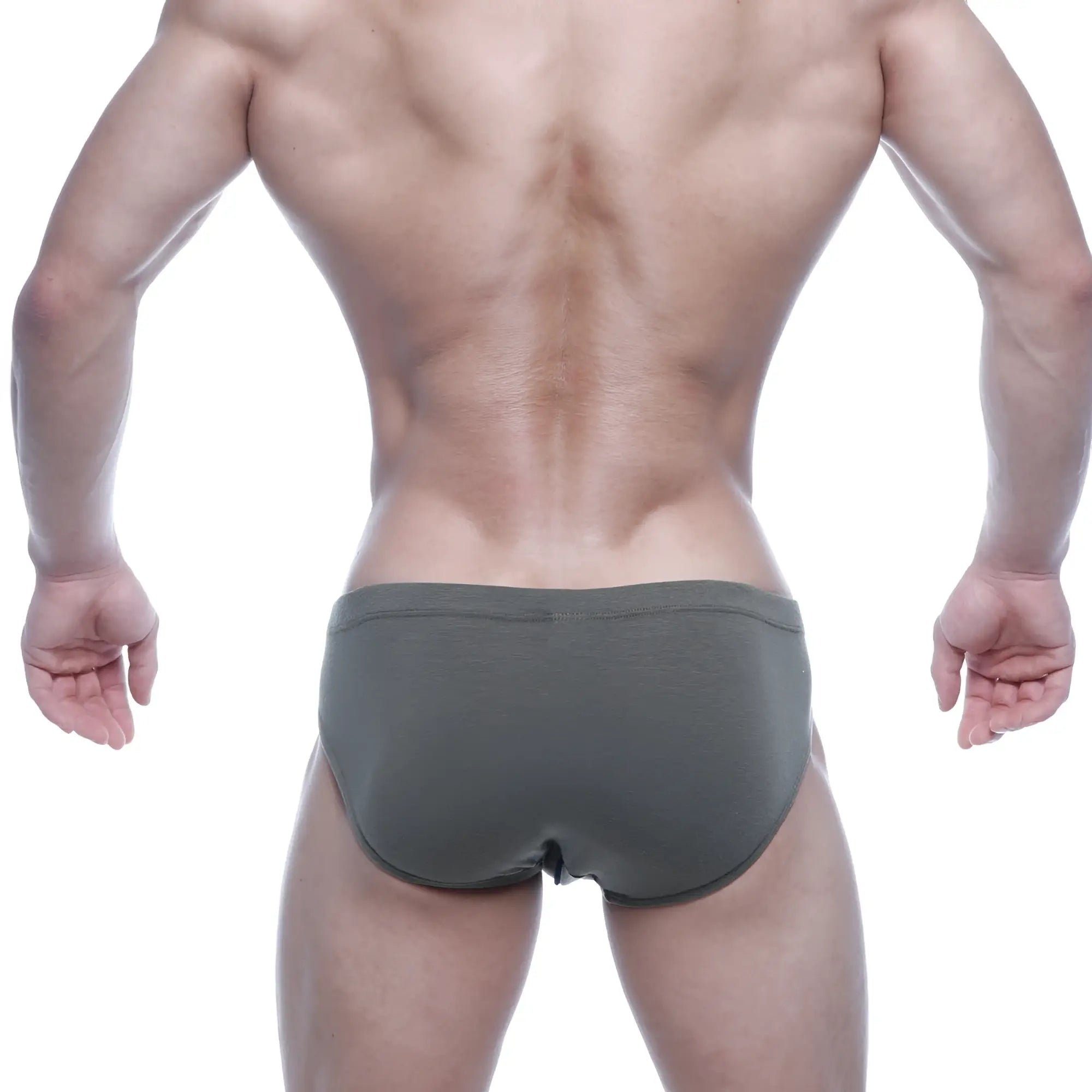 Olive green cotton briefs metroMalewear oslo hip brief 5123-26 showing front side with comfortable fit