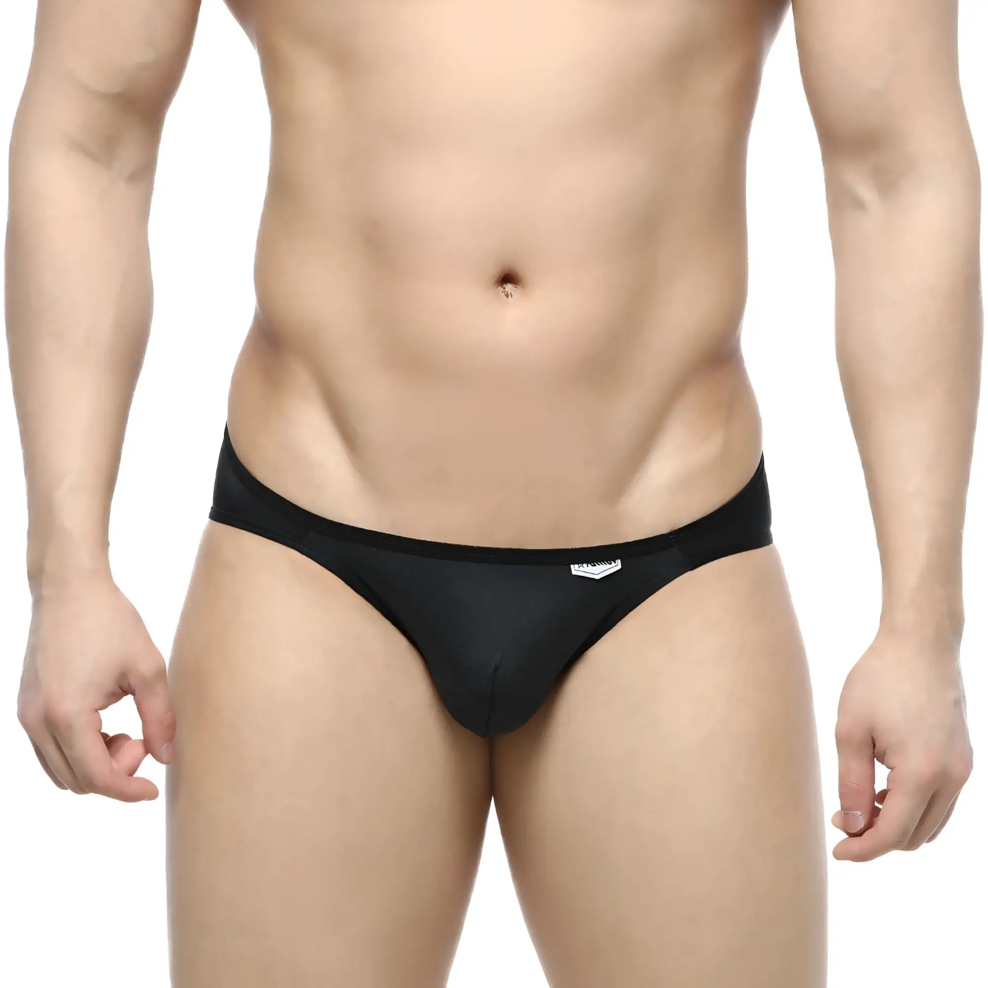 Black mens briefs metroMalewear over-limit bikini noir 2206-20 with sleek form-fitting design and white logo waistband