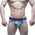 MetroMaleWear Pado brief 5203-59 blue and white wave patterned men’s briefs with dark blue miiuv waistband