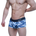 Metro male wear pado short boxer 2026-64 blue and white wave patterned men’s boxer briefs with black minny waistband