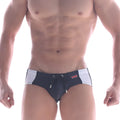 MetroMaleWear panel swim brief black 4935-20 navy blue and white trunks with drawstring waistband and red logo side