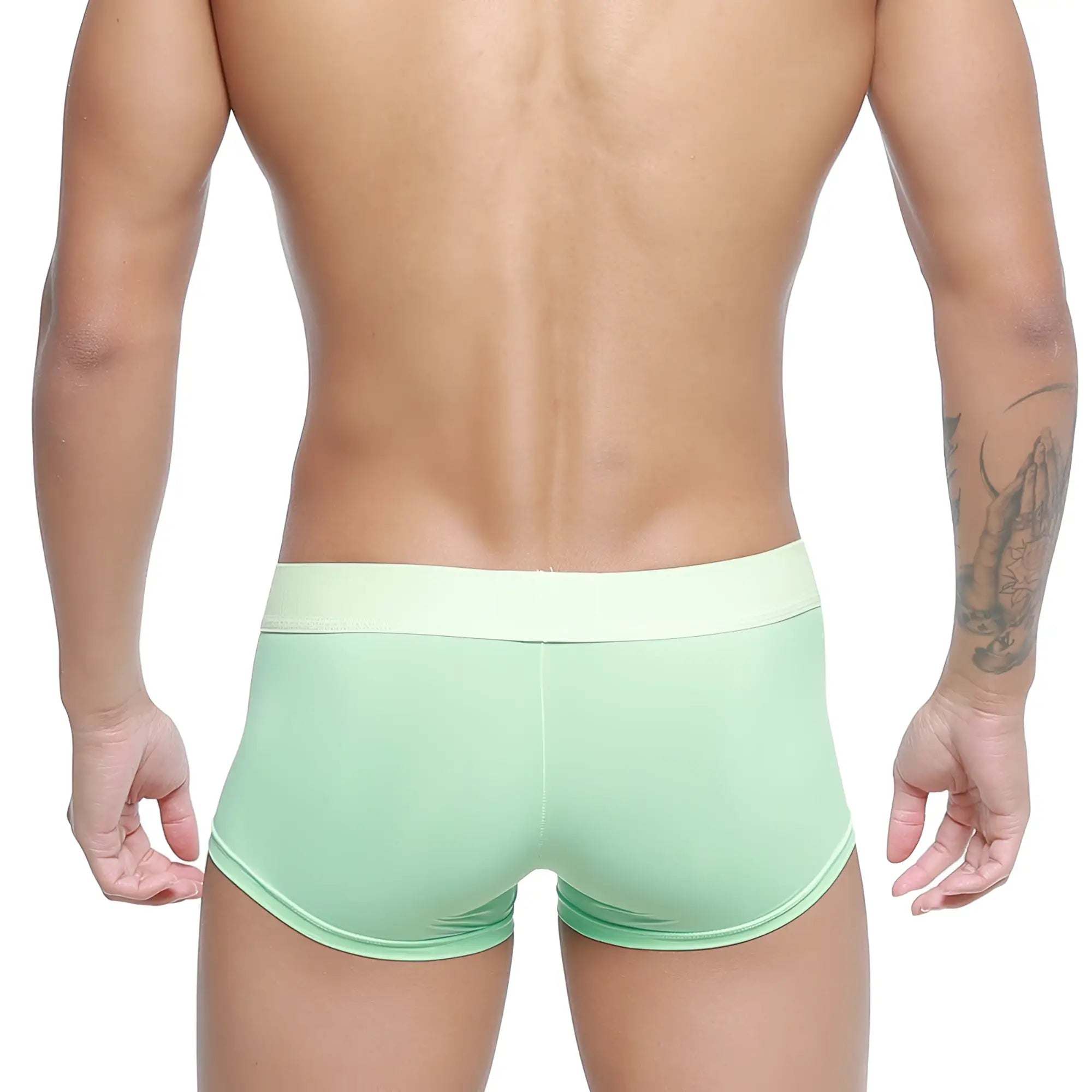 Mint green MetroMaleWear pastel trunk briefs with matching waistband designed for comfortable everyday wear