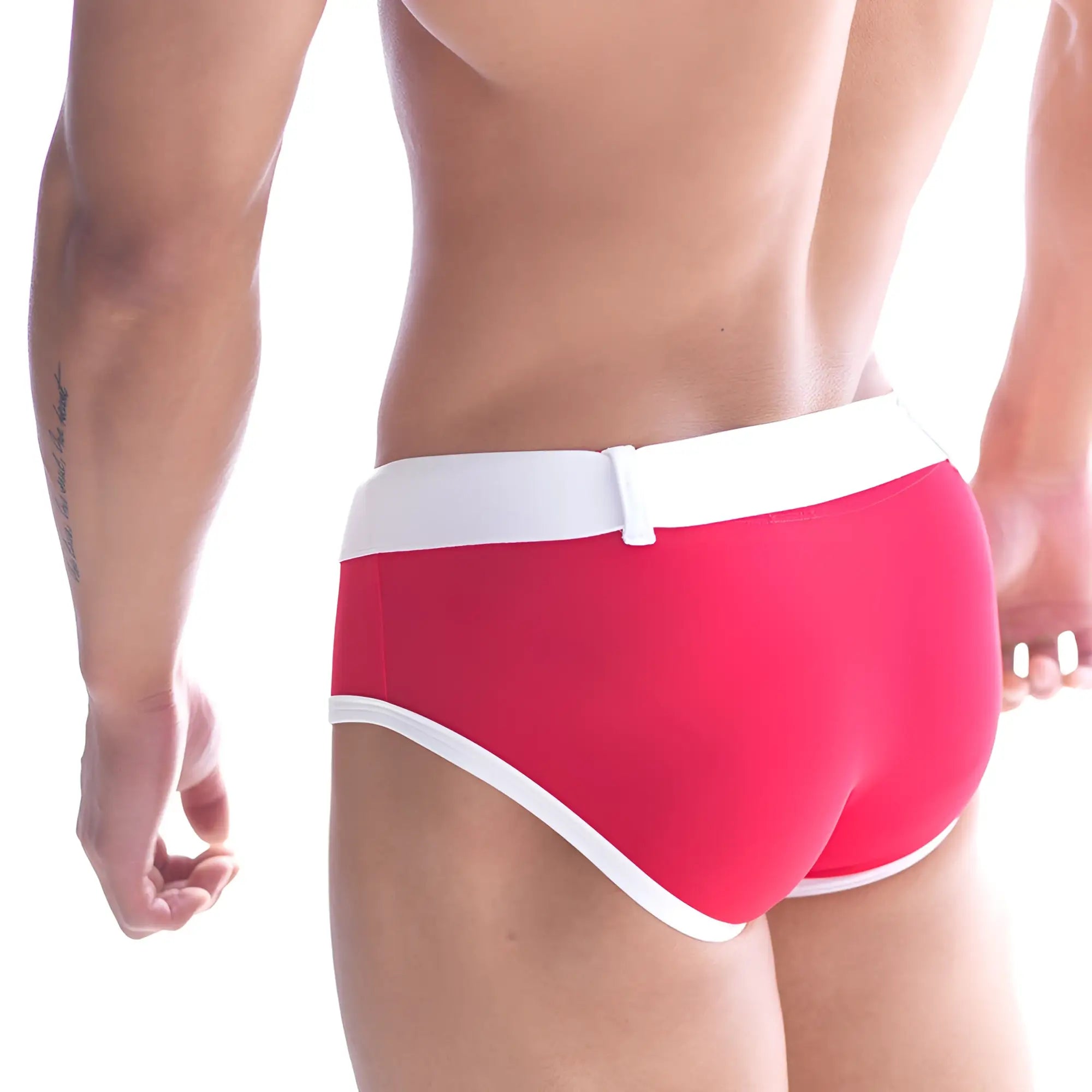 Red and white metro male wear patagonia swim brief with sleek form-fitting design for comfortable swim use