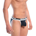 Black and white metromalewear perfect scene bikini briefs with bold geometric waistband in black 1004c-20