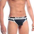 Metro malewear perfect scene black hip briefs with bold geometric waistband in black and white design