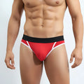 MetroMaleWear Perfect Scene hip brief in red with black waistband and white trim designed for athletic use