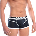 Black and white mens briefs with bold geometric waistband and metromalewear branding perfect for everyday wear