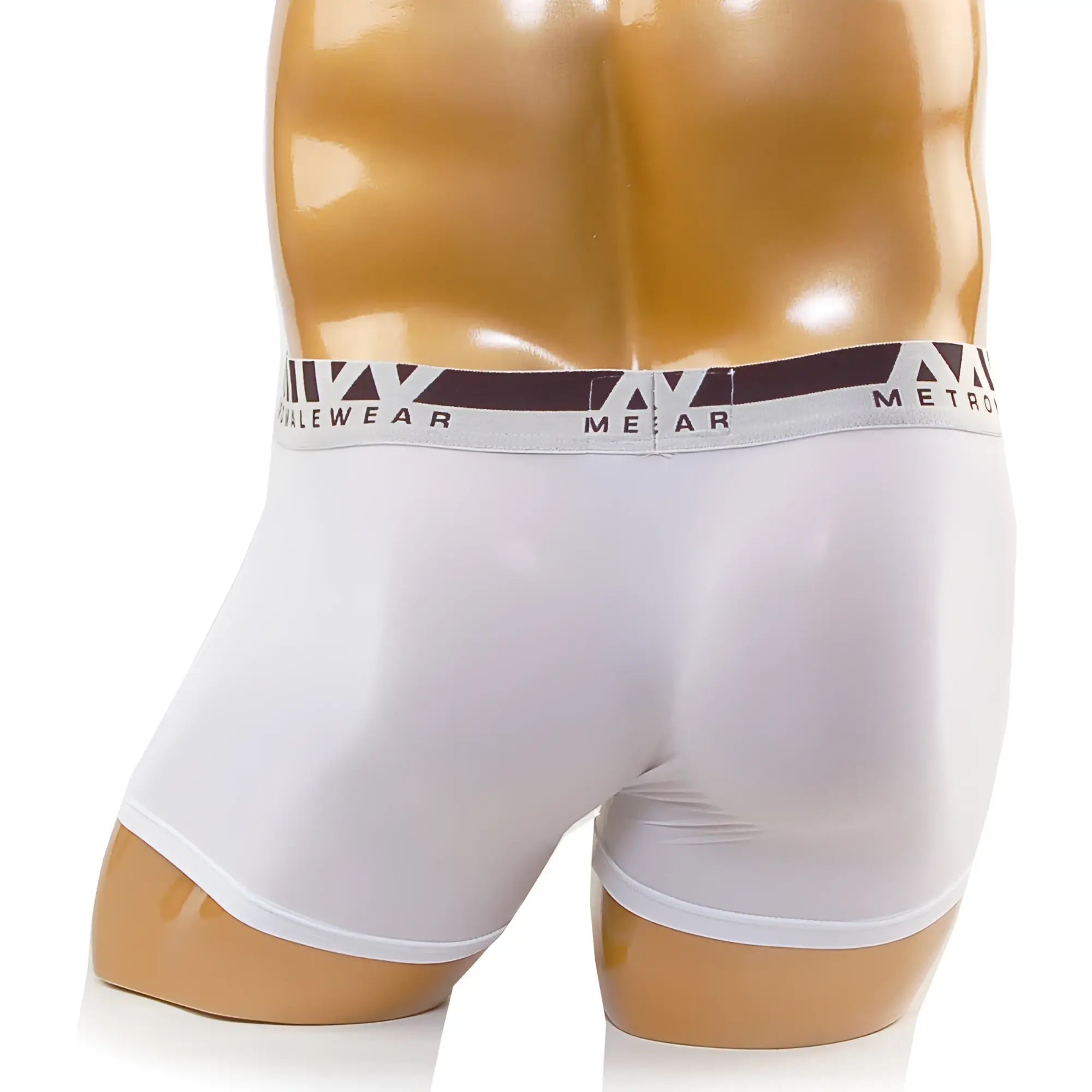 White men’s boxer briefs with a dark brown and white metro elastic waistband perfect scene hip solid trunk 1013-01