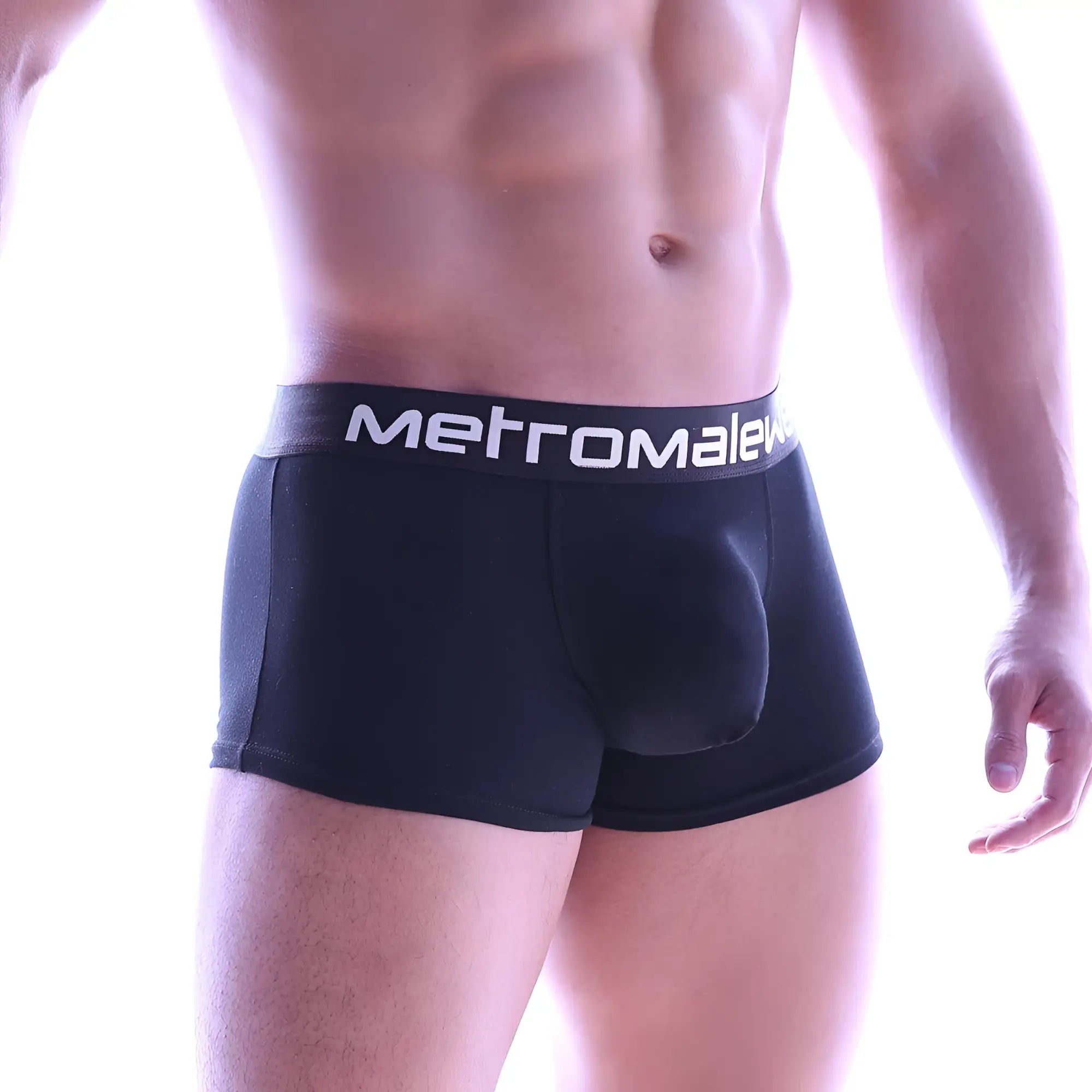 Black men’s briefs metro male wear perfect scene hip trunk with white metromale waistband in black