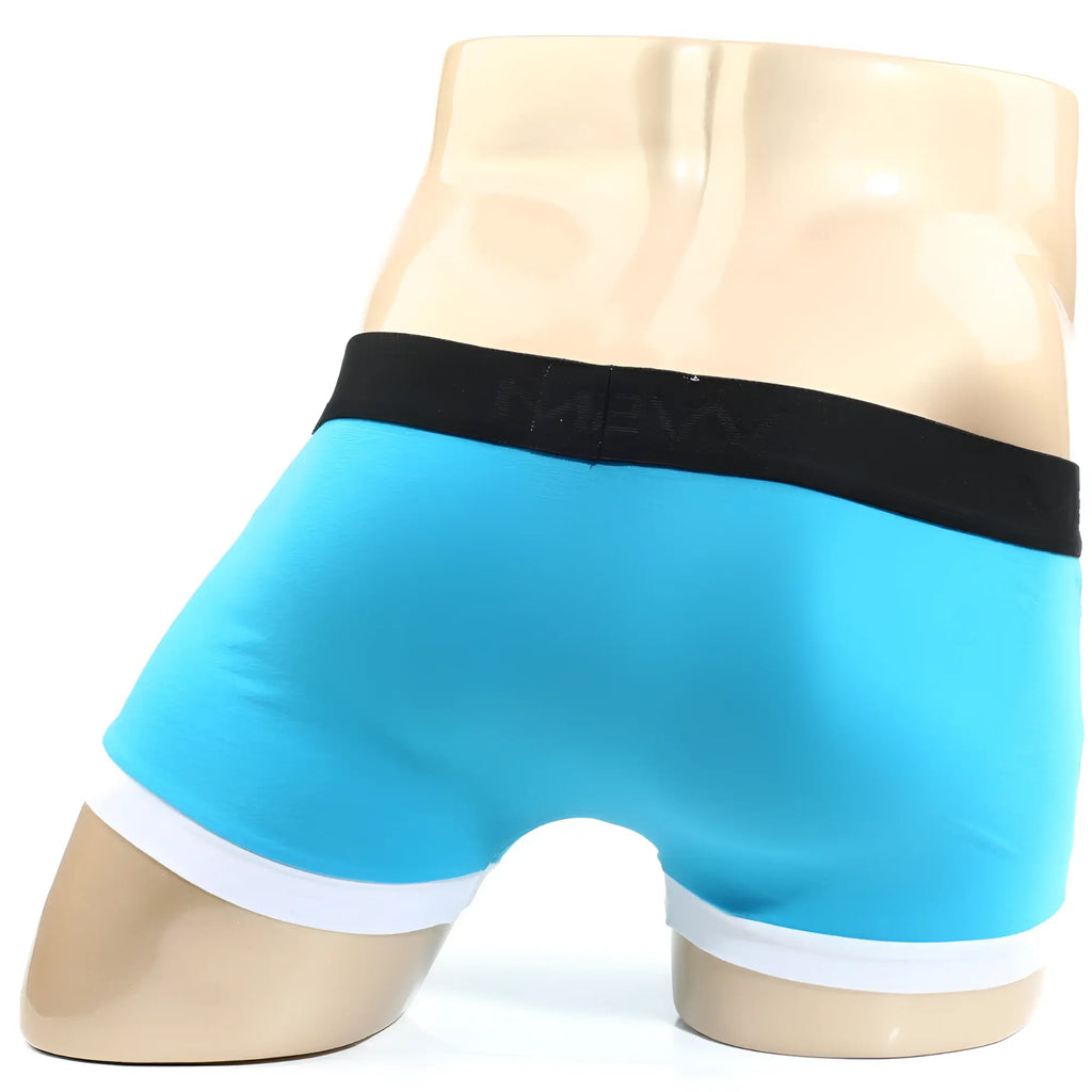MetroMalewear perfect scene hip trunk boxer briefs in bright turquoise with black waistband and white leg trim