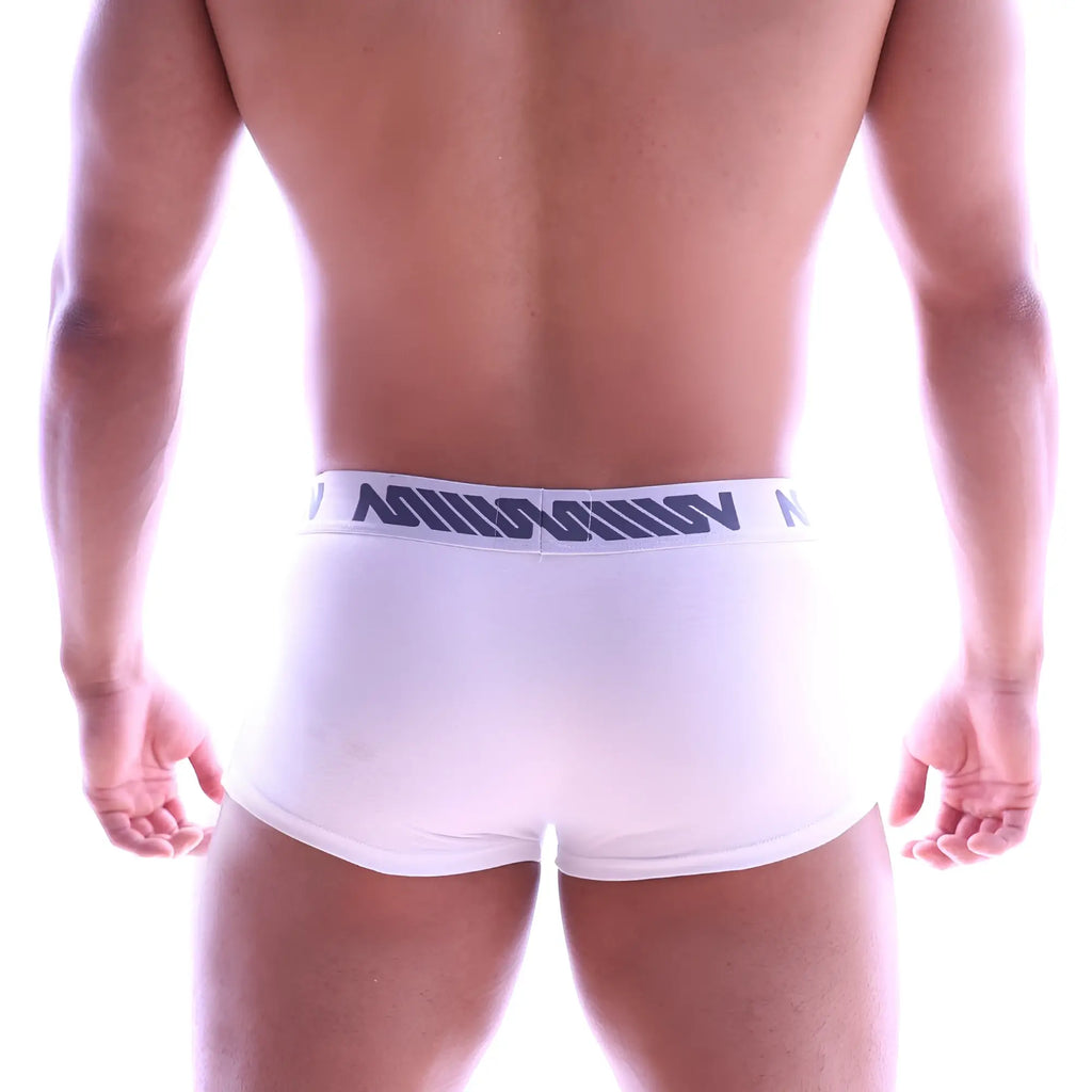 Metro male wear perfect scene white men’s briefs with navy blue logo band in soft breathable fabric