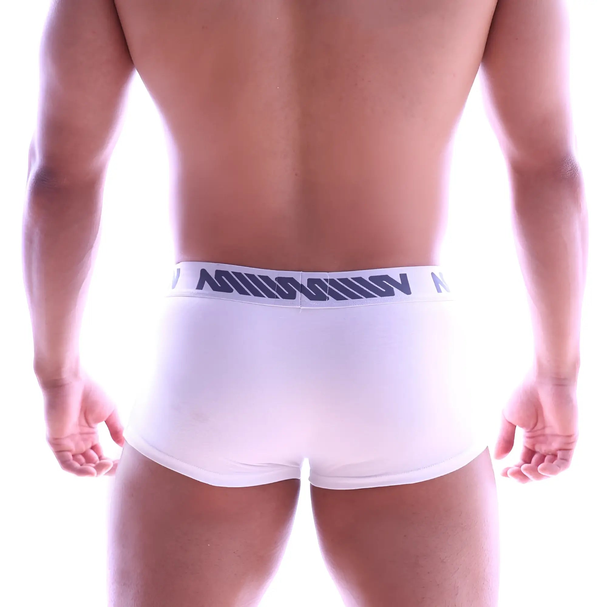 Metro male wear perfect scene white men’s briefs with navy blue logo band in soft breathable fabric