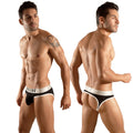 Black and white metroMalewear perfect scene jock strap with bold contrasting waistband and mww branding in black lettering