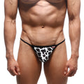 MetroMaleWear Perfect Scene String Dalmatian 2014-77 black and white cow print thong with thin black elastic waistband