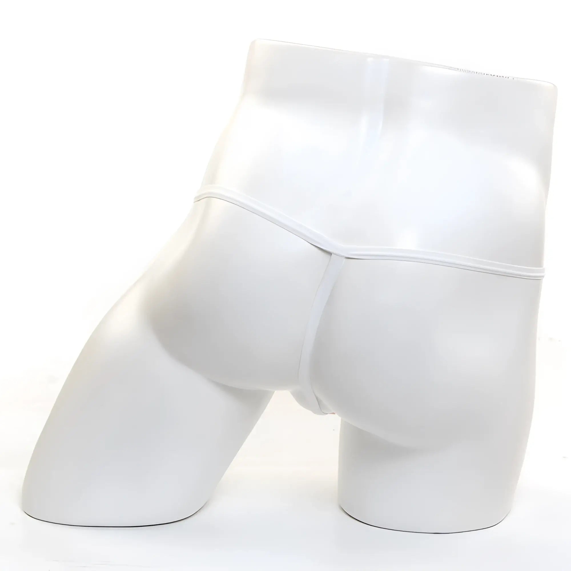 White glossy latex high-waisted seamless briefs from MetroMaleWear Perfect Scene String Lace Nude 2014-71 product