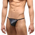 Black glittery thong with red brand tag on the side from metromalewear perfect scene string metal gray 2014-11