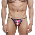 Vibrant rainbow leopard-print thong with black trim from metromalewear perfect scene string neon 2014-05 collection