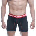 Black mesh metro malewear performance boxer briefs with red trim and bold red waistband 2023 P20 model
