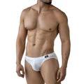 White mesh metro malewear perla bikini briefs with black logo waistband lightweight breathable underwear