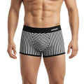 Black and white striped men’s boxer briefs with a black anhui waistband metro male wear pierrot boxer jock 2306-40
