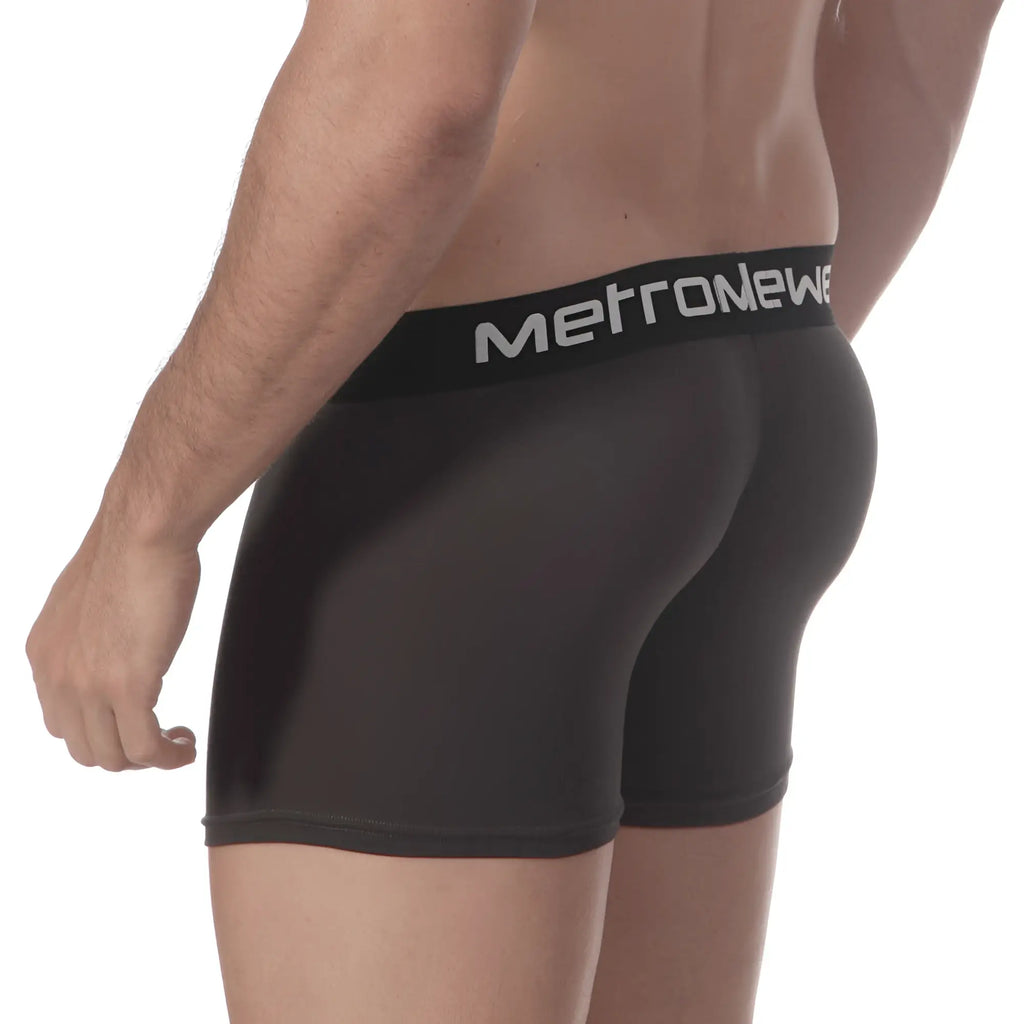 Black metronewe mens boxer briefs with snug fit elastic waistband made of pima cotton charcoal 3027-11