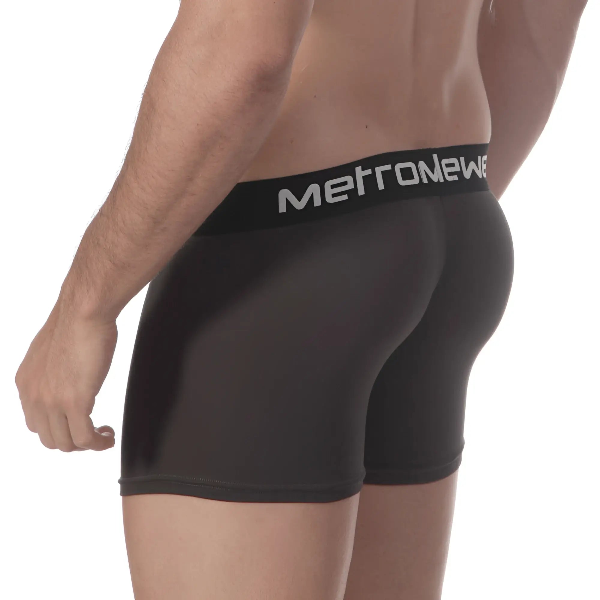 Black metronewe mens boxer briefs with snug fit elastic waistband made of pima cotton charcoal 3027-11
