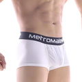 White men’s briefs with a navy blue metromale waistband from MetroMaleWear pocket short boxer white 3113-00