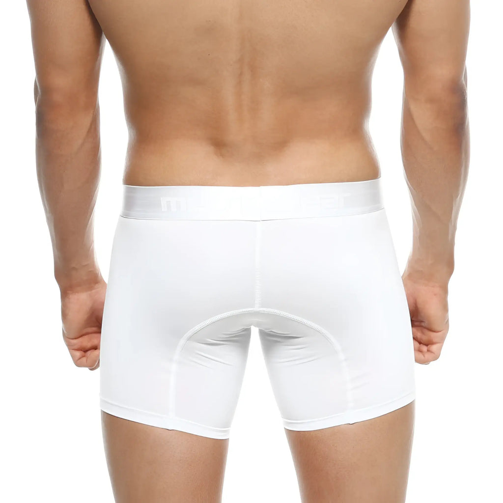 White mens boxer briefs with snug fit and reinforced seams metro malewear polyester mid boxer crystal 10 inch 2023 01