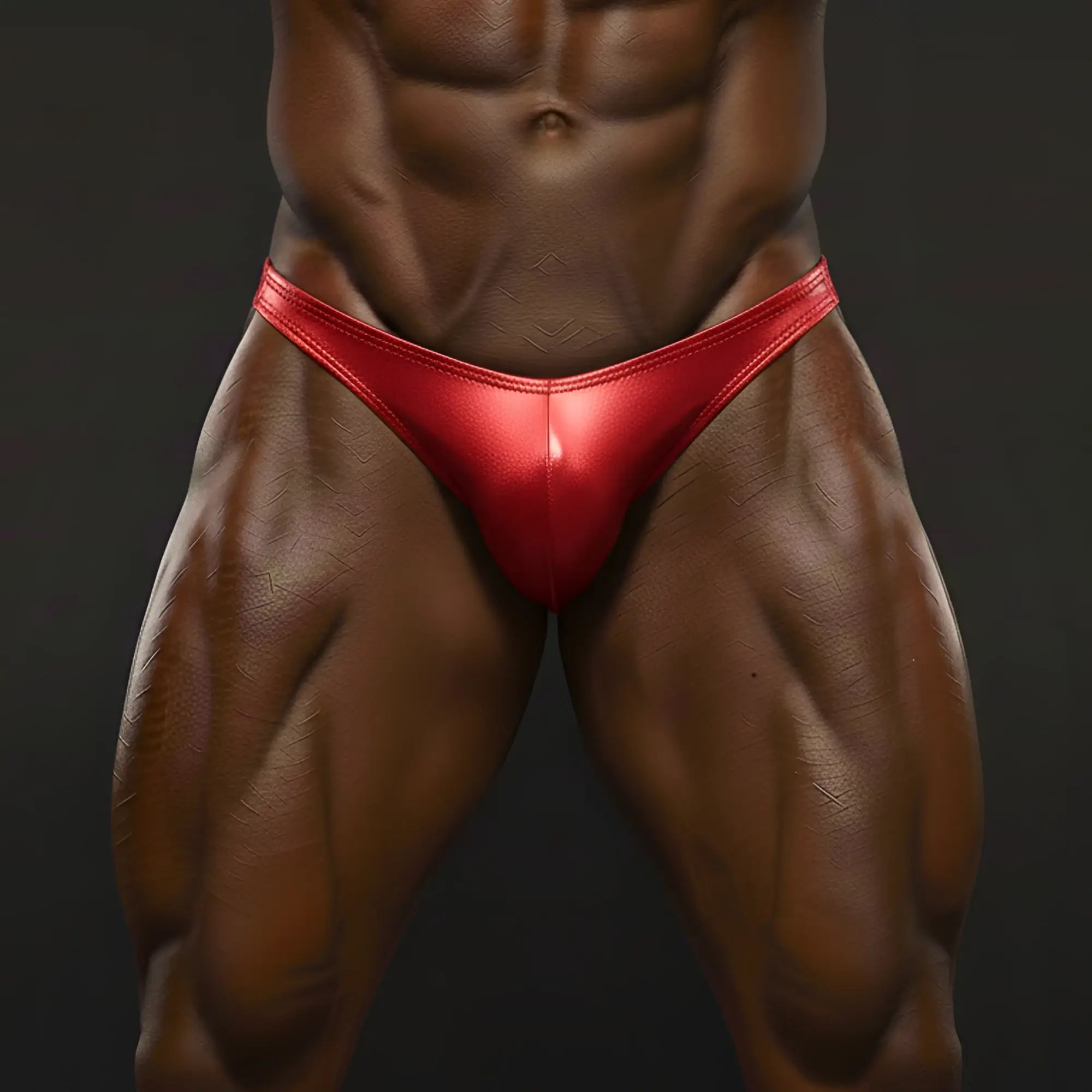 MetroMaleWear PosingWear core red posing suit vibrant red glossy fabric briefs with sleek form-fitting design