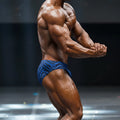 Metro male wear royal blue zebra patterned athletic briefs designed for posing and performance activities