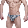MetroMaleWear pouch thong in black and white checkered design with a snug, form-fitting style for comfortable wear