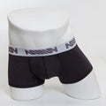 Black men’s boxer briefs with gray waistband and million logo metroMalewear premium padded boxer heather 3032-11