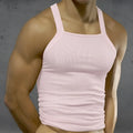 MetroMaleWear Primo pink ribbed tank top with a square neckline and thin straps for casual wear
