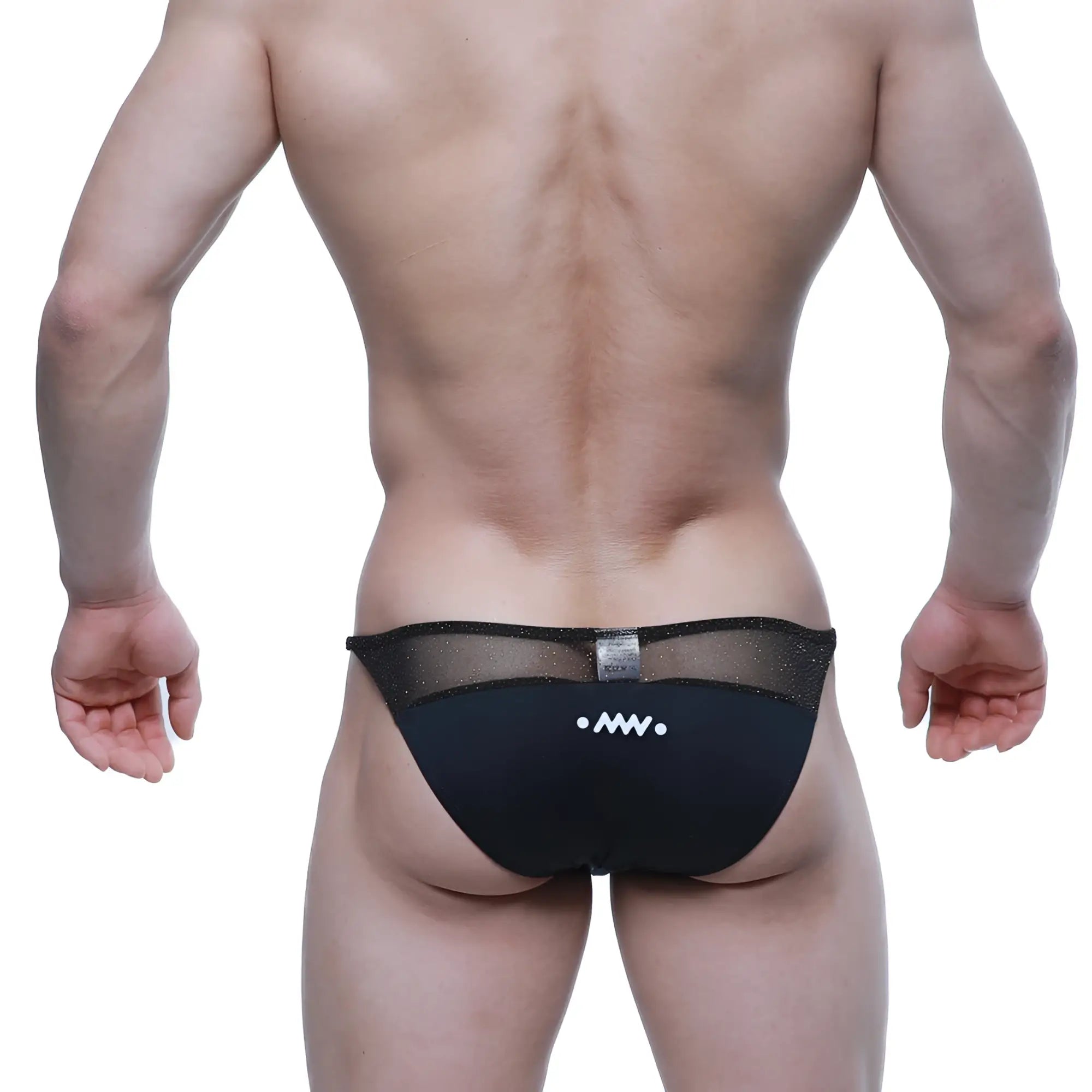 Black mesh metro male wear prodigy bikini gloss briefs with sleek fit and subtle white logo detailing