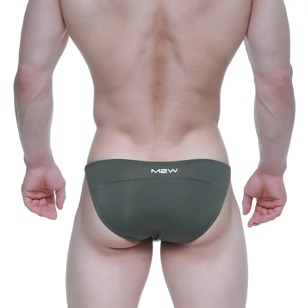 Olive green m2w metro malewear prodigy bikini swim trunks designed for swimming and beachwear