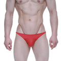 MetroMaleWear Prodigy bikini red 6504-12 red form-fitting thong made of smooth stretchy fabric shown from the back