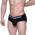 Black metromalewear profile hip brief with white logo band designed for comfortable daily wear