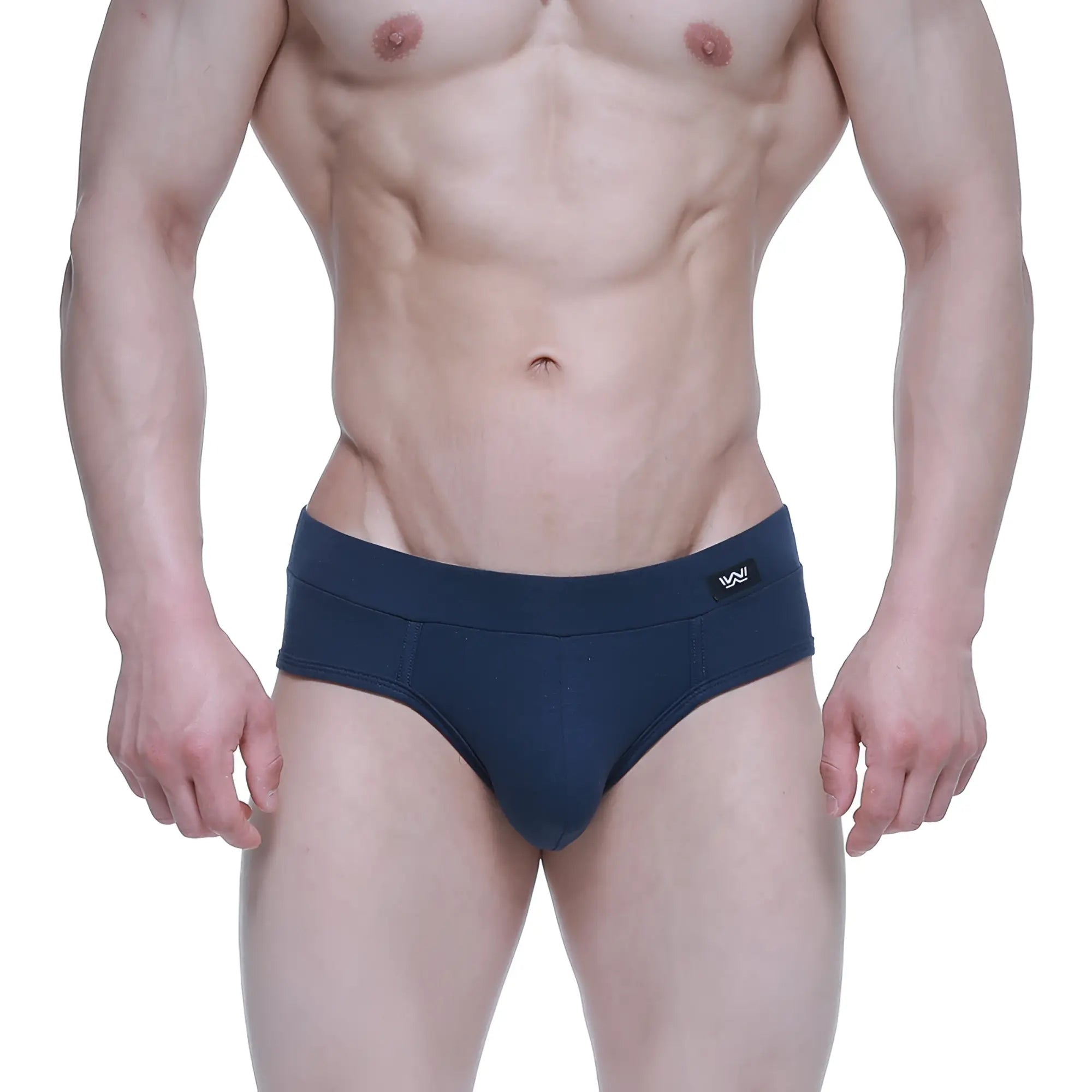 Navy blue MetroMaleWear Profundo Brief 5203-28 briefs with a snug fit and small black logo on the waistband
