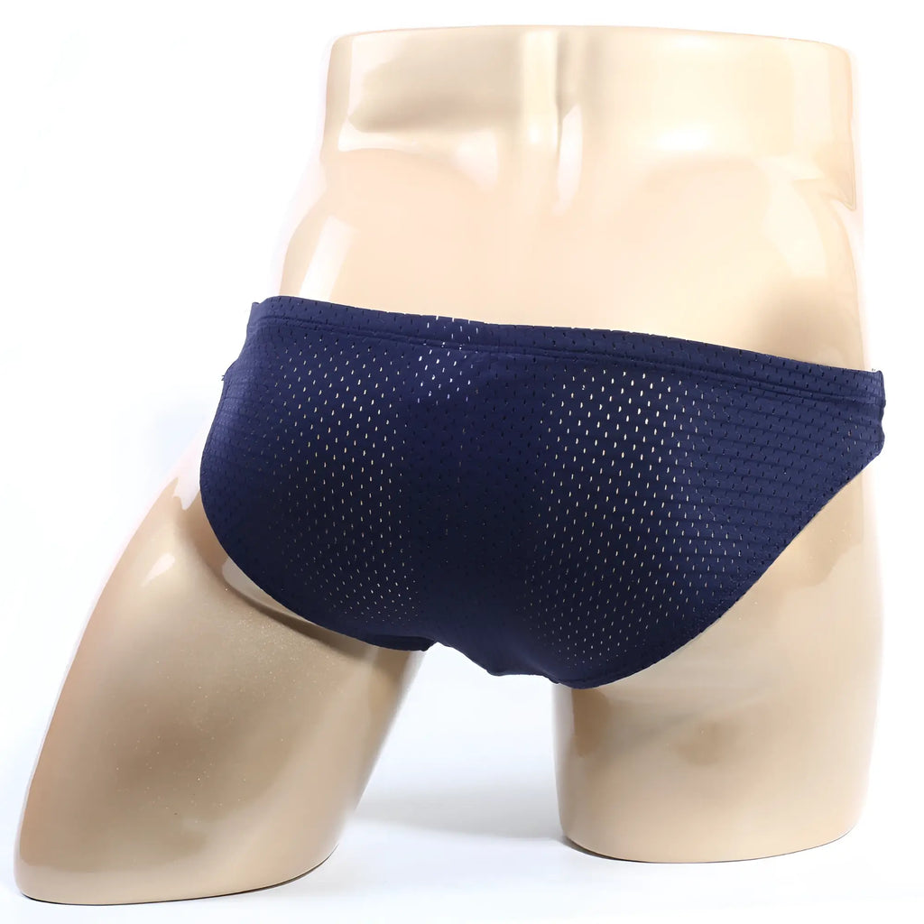 Navy blue mesh swim trunks metroMalewear puente bikini dark blue 3603-27 showing front side design