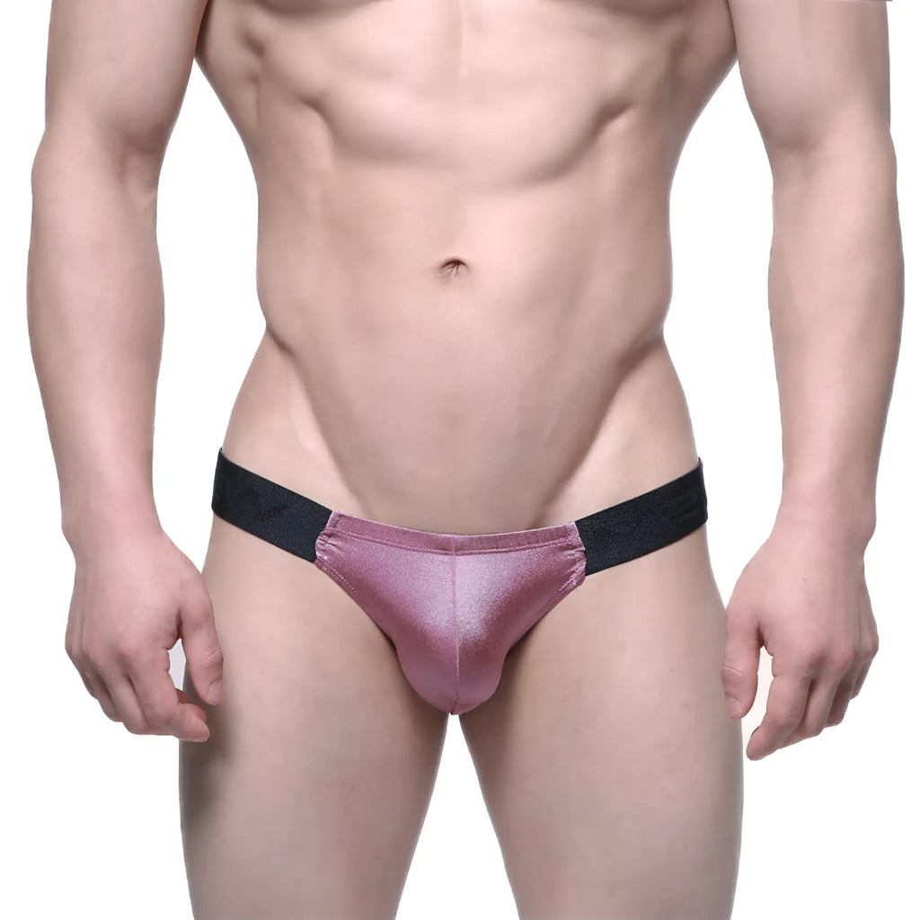 MetroMaleWear Puente bikini dusty pink pink metallic briefs with black elastic waistband for stylish comfort