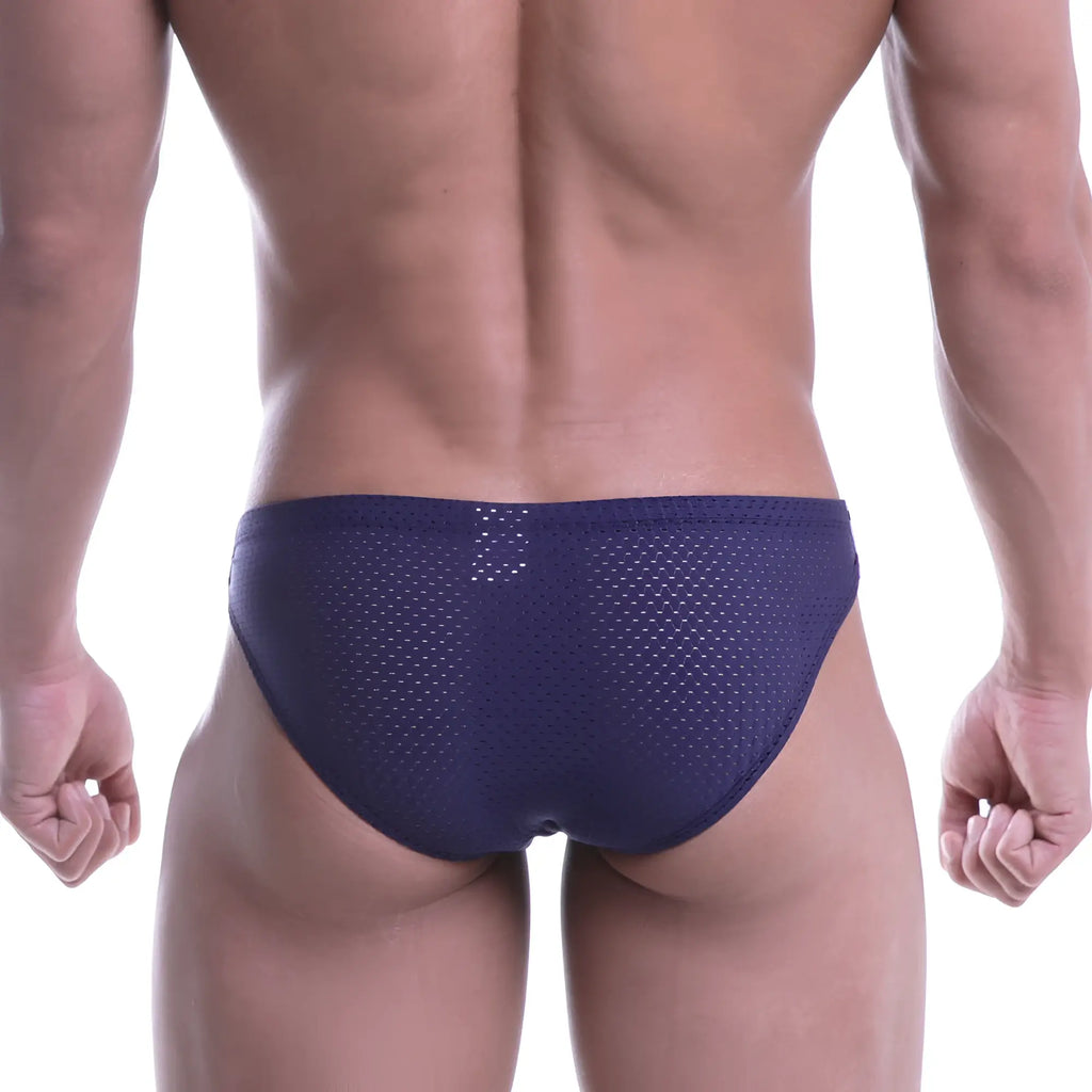 Navy blue mesh briefs by metromalewear puente bikini 3603-28 featuring breathable fabric and supportive fit