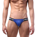 MetroMaleWear Puente Bikini Royal 3603-18 blue mesh briefs with black elastic waistband and white metro wear branding