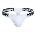 White MetroMaleWear Puente thong with black and white patterned elastic waistband made of soft PU material
