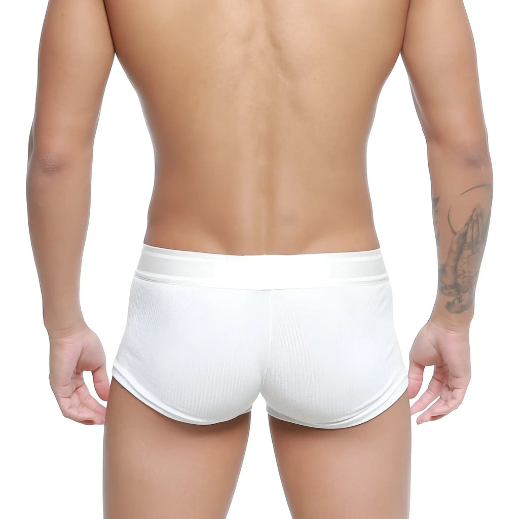 MetroMaleWear rib trunk white 2026-13 textured briefs with smooth elastic waistband for comfortable wear