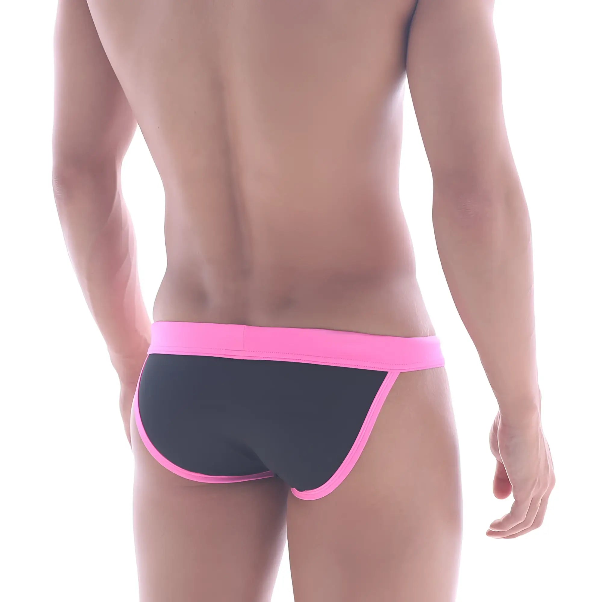 MetroMaleWear rio swim bikini black 4949-20 black and pink athletic briefs with snug fit and bright pink trim