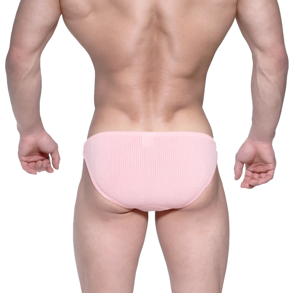 Pink ribbed cotton briefs from metromalewear rivera bikini 6006-02 showcasing soft breathable fabric