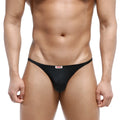 Black mens thong with small white label at waistband metro malewear romantic bikini black 6008 20 back side view