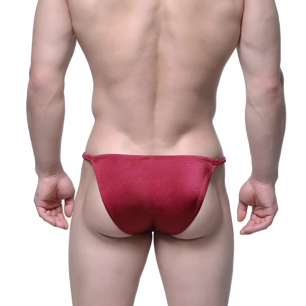 MetroMaleWear romantic bikini burgundy 6008-29 red metallic fabric briefs front view