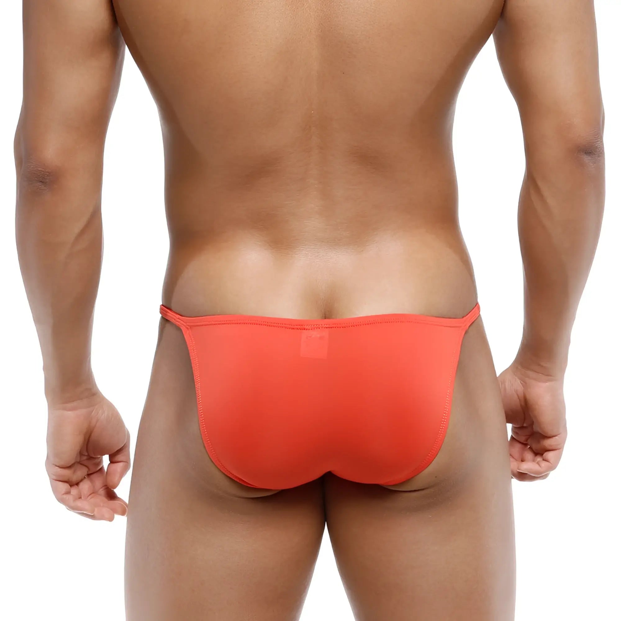 Bright orange form-fitting swim trunks metroMalewear romantic bikini coral 6008-14 with sleek minimalist design