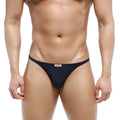 Black men’s thong metroMalewear romantic bikini navy with small red and white brand tag at the front